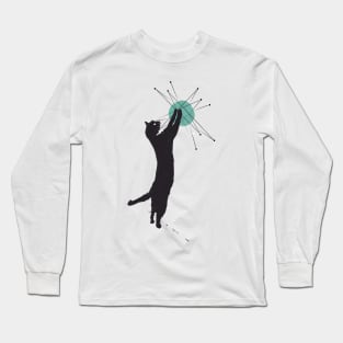 MCM Cat Reaching for a Retro Starburst Long Sleeve T-Shirt